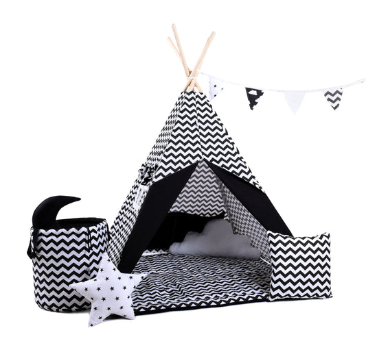 Child's Teepee Set Black Wave