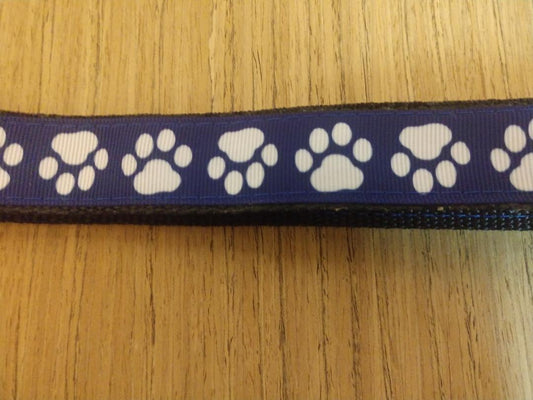 Leash/ Large/  Navy Blue Paw Prints